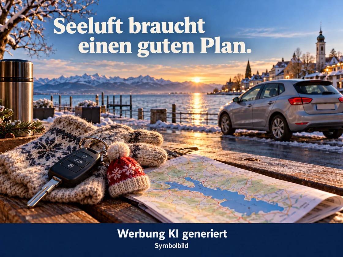 Wintermobilität am Bodensee. KI-Symbolbild.